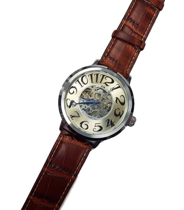 Orologio Polso Cs Uomo Analogico Automatico Big Num Elegante Moda Marrone lac