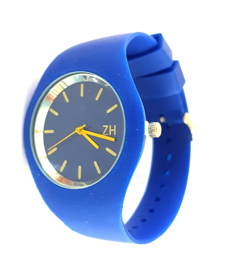Orologio Da Polso ZH Uomo Analogico Quarzo Moderno Fashion Casual Gomma Blu lac