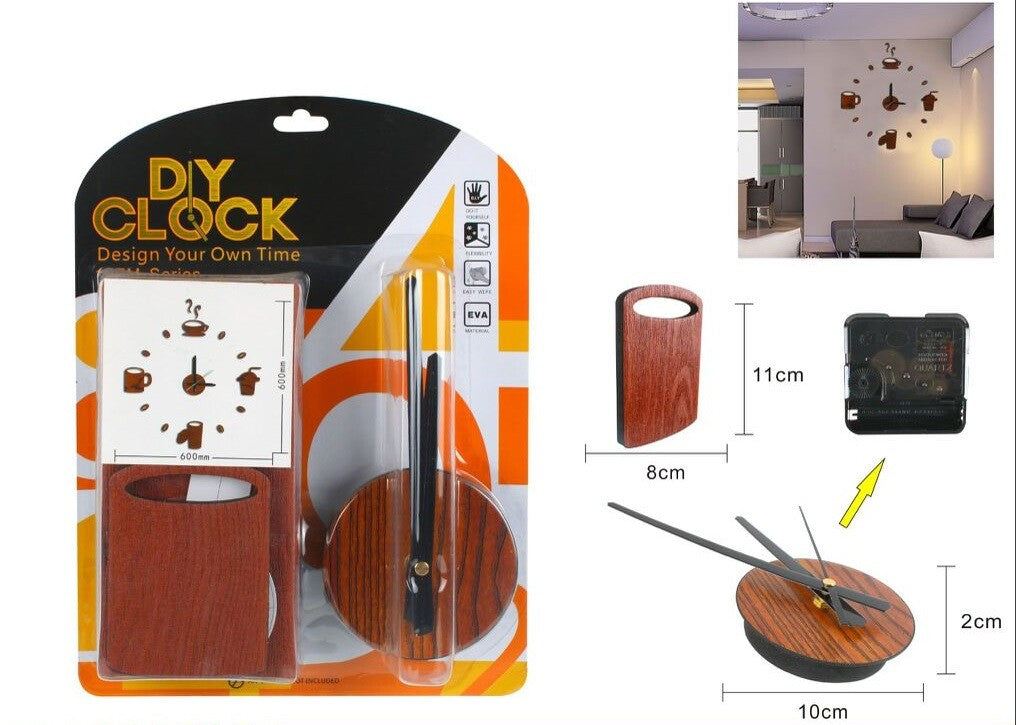 Orologio Da Parete 3d Adesivo Moderno Muro Decorazione Casa Ufficio Legno val