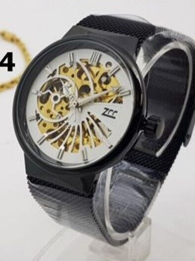 Orologio Polso ZCC 007 Uomo Automatico Maglia Milano Casual Nero Bianco lac