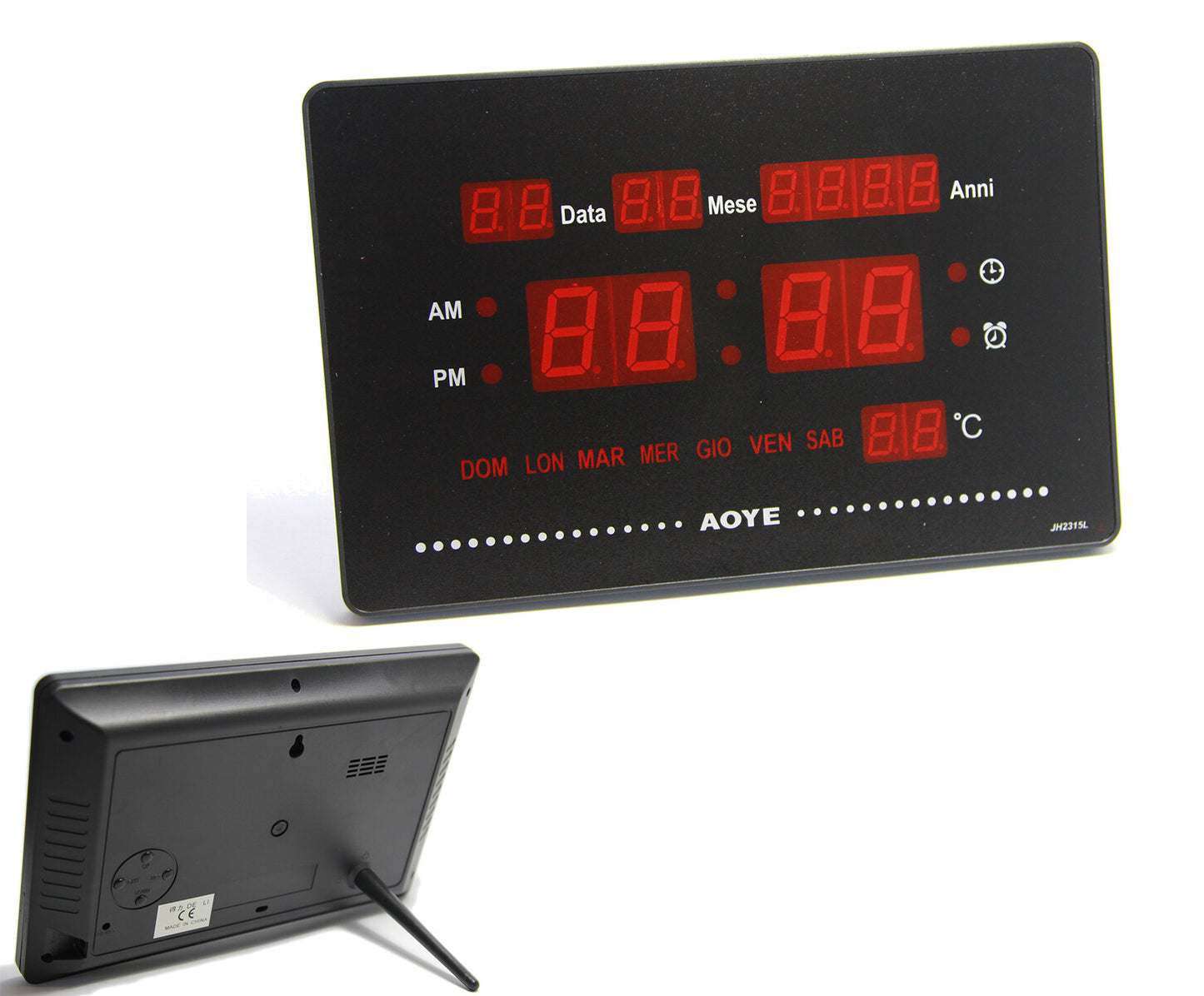 Orologio Digitale Da Parete Muro A Led Datario Sveglia Temperatura Jh-2315 cir