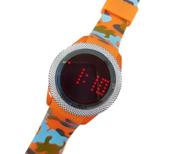 Orologio Da Polso Touch Led Watch Orario Rosso Fashion Moda Camouflage Ara lac