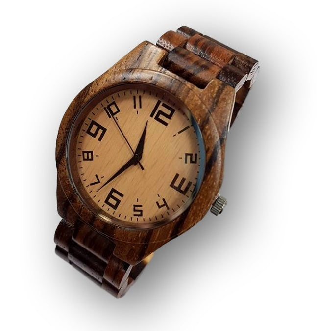 Orologio Polso Uomo Legno Naturale Wooden Watch Quadrante Beige Massive lac