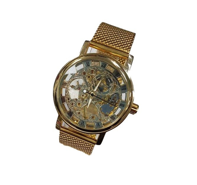 Orologio Da Polso YK Uomo Analogico Automatico Maglia Milano Oro Ingranaggio lac