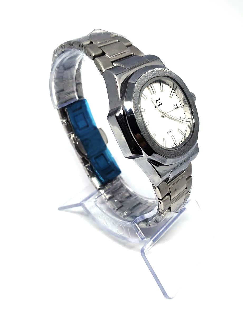 Orologio Da Polso ZCC 1000 Uomo Quarzo Data Elegante Silver Fondo Bianco